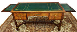 Antique Desk, French Empire Style Mahogany Bureau Plat, Green Top, 1800s!! - Old Europe Antique Home Furnishings