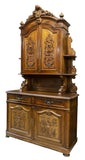 Antique Deux Corps French Renaissance Revival Walnut with Shelves, 1800's, 19th - Old Europe Antique Home Furnishings