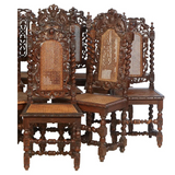 Antique Dining Chairs, Near Set of Ten French Carved Louis XIII Style, 1800's!! - Old Europe Antique Home Furnishings
