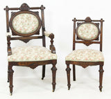 Antique Dining Chairs, Set of Seven Upholstered Victorian Chair, Walnut, 1800s!! - Old Europe Antique Home Furnishings