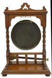 Antique Gong, English Oak & Brass Table-Top Dinner Gong, Early 1900s!! - Old Europe Antique Home Furnishings