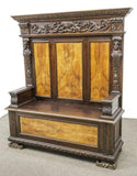 Antique Hall Bench, Italian Renaissance Revival, Carved, ( 1800s ), Handsome! - Old Europe Antique Home Furnishings