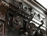Antique Hall Tree, Italian Renaissance Revival Carved Wood, 19th C, 1800's!! - Old Europe Antique Home Furnishings