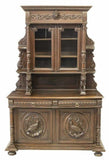 Antique Hunt Sideboard, French Well-Carved Oak Hunt with Game Birds, 1800's! - Old Europe Antique Home Furnishings