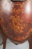 Antique Marquetry Bombe Music Cabinet, Inlaid, Shelves, Early 20th, Unique Shape - Old Europe Antique Home Furnishings