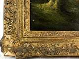 Antique Oil Painting, Figural Landscape River Scene, Framed 1800's, Gorgeous!! - Old Europe Antique Home Furnishings
