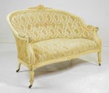 Antique Parlor Set, Sofa, Armchairs, (2)  Settee French Painted Upholstered!! - Old Europe Antique Home Furnishings