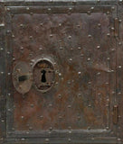 Antique Safe, Continental Iron Hobnail Studded, 58 Ins., 1600's / 1700's! - Old Europe Antique Home Furnishings