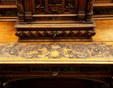 Antique Secretary, French Renaissance Revival Figural Carved, Walnut and Marble! - Old Europe Antique Home Furnishings