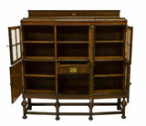 Antique Server, English Oak Marquetry Display Cabinet, Sideboard, Handsome! - Old Europe Antique Home Furnishings