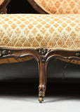 Antique Settee, Louis XV Style Rosewood Settee, Triple Crest, Scrolls, 1840-1870, 19th C. - Old Europe Antique Home Furnishings