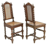 Antique Side Chairs, (9), Henri II Style, Carved Wood, Caned, Crests, 1800s!! - Old Europe Antique Home Furnishings