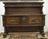 Antique Sideboard Display, Renaissance Revival Figural Carved, Early 1900's! - Old Europe Antique Home Furnishings