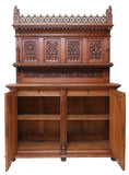 Antique Sideboard, French Gothic Revival, Heavily Carved Oak, 2 Cabs., 20th C.! - Old Europe Antique Home Furnishings