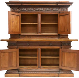 Antique Sideboard, Italian Renaissance Revival Walnut, Lions, Foliate, 1900's - Old Europe Antique Home Furnishings