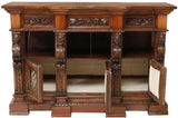 Antique Sideboard, Italian Renaissance Revival, Breakfront, Carved Walnut, 1800s - Old Europe Antique Home Furnishings
