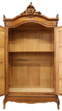 Antique Armoire Louis XV Style Walnut Mirrored, Crest, Two Door, Early 1900s!! - Old Europe Antique Home Furnishings