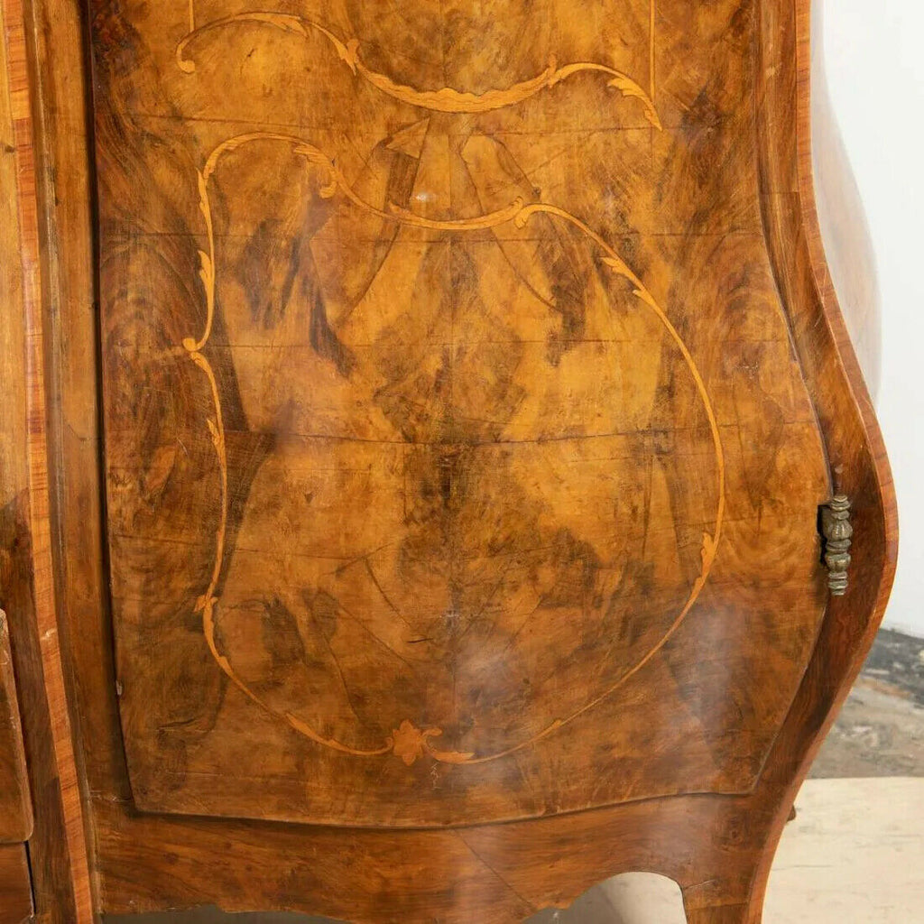 Antique Armoire, Bombe Italian Rococo-Style Burl Walnut Armoire, early ...