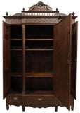 Antique Armoire, Triple, French Breton, Carved Oak, Mirrored, Early 1900s!! - Old Europe Antique Home Furnishings