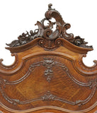 Antique Beds (2) Italian Louis XV Style, Crest, C-Scroll, Foliate Scroll 1800's - Old Europe Antique Home Furnishings