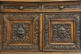 Antique Bookcase Italian Renaissance Revival, Carved, Walnut, Glazed Doors,1800s - Old Europe Antique Home Furnishings