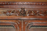 Antique Bookcase, French Louis XIII, Oak, Barley Twist, Glass Doors, 1800s!! - Old Europe Antique Home Furnishings