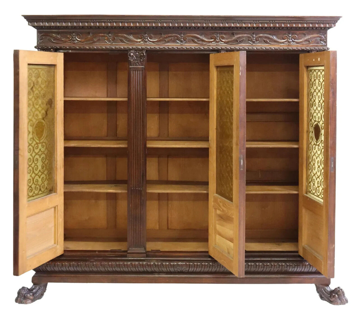 Antique Bookcase, Italian Renaissance Revival, Carved, Walnut, Early ...