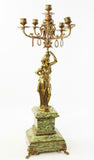 Antique Candelabra, Bronze and Marble, Green, 19th Century, 1800s, Gorgeous!! - Old Europe Antique Home Furnishings