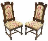 Antique Chairs, Dining, Set of Six, French Louis XIV Style Carved Walnut, 1800s!! - Old Europe Antique Home Furnishings