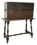 Antique Chest, Cabinet on Stand, Spanish Carved Vargueno Doc., 1700s, Handsome! - Old Europe Antique Home Furnishings