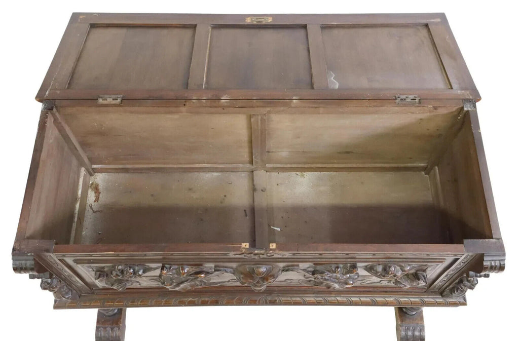 Antique Chest, Carved, on Stand, Spanish Renaissance Revival, Early 19 ...