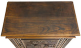 Antique Cupboard, French Breton Figural Carved Oak, Shelved, Foliates, 1800s! - Old Europe Antique Home Furnishings