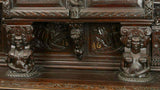 Antique Cupboard, Stepback Early Carved Figural Panels Cabinet, Gorgeous! - Old Europe Antique Home Furnishings