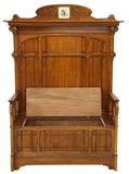 Antique Hall Bench, Art Nouveau Carved Walnut, Hall Way, early 1900s, Gorgeous! - Old Europe Antique Home Furnishings