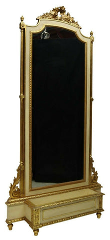Antique Hall Mirror / Stand Louis XVI Style Parcel Gilt Jardinere, 1900's!! - Old Europe Antique Home Furnishings