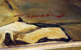 Antique Oil Painting, European, after Jules Worms "BREAKING THE NEWS", Gold Frame! - Old Europe Antique Home Furnishings