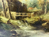 Antique Oil Painting, Figural Landscape River Scene, Framed 1800's, Gorgeous!! - Old Europe Antique Home Furnishings