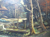 Antique Painting, European Oil on Canvas Signed by H. Hidalgo, Gold Frame!! - Old Europe Antique Home Furnishings