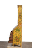Antique Secretary /Bookcase Italian Yellow Foliate, Polychrome, Painted, Figural!! - Old Europe Antique Home Furnishings