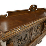 Antique Server, Sideboard, Monumental Continentall Renaissance Revival Carved Oak!! - Old Europe Antique Home Furnishings