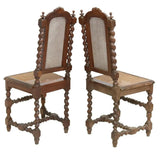 Antique Side Chairs, (9), Henri II Style, Carved Wood, Caned, Crests, 1800s!! - Old Europe Antique Home Furnishings