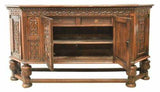 Antique Sideboard, Dining, Renaissance Revival Carved Oak, Early 1900s, Gorgeous - Old Europe Antique Home Furnishings