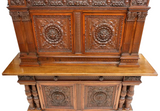Antique Sideboard, Italian Renaissance Revival Walnut, Lions, Foliate, 1900's - Old Europe Antique Home Furnishings