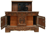 Antique Sideboard, Motorized TV Stand, Continental Carved Walnut Stand!! - Old Europe Antique Home Furnishings