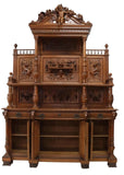 Antique Sideboards, Monumental, Renaissance Revival Walnut, Pair, Carved, 1800s - Old Europe Antique Home Furnishings