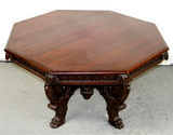 Antique Table, Foyer, Italian Baroque, Octagonal Pedestal Table, Early 1800's! - Old Europe Antique Home Furnishings