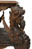 Antique Table, Side, Renaissance Revival Carved Griffin, Shield Design, 1800's! - Old Europe Antique Home Furnishings