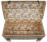 Antique Trunk, Spanish Baroque Leather-Clad, Fabric Lined, Nailhead Trim, 1700's! - Old Europe Antique Home Furnishings