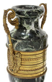 Antique Urn Garnitures, French Bronze-Mounted Marble, Scrolled Handles, 1800's!! - Old Europe Antique Home Furnishings