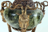 Antique Urns, Green Marble, French Empire Style, Bronze and Marble, Pair, 1900's - Old Europe Antique Home Furnishings